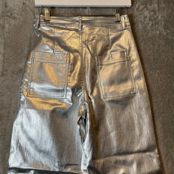 Anniewear Sz M Metallic Silver High Waist Wide Leg Pants Women's - Picture 4 of 8